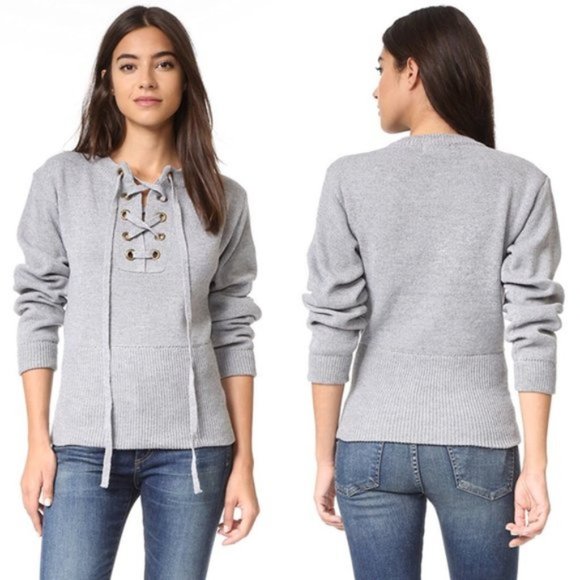 Lioness Sicily In Dusk Lace Up Sweater Gray - Picture 4 of 8